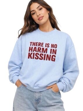 Daydreamer “There Is No Harm In Kissing” Baby Blue Crew Neck - Size S/M